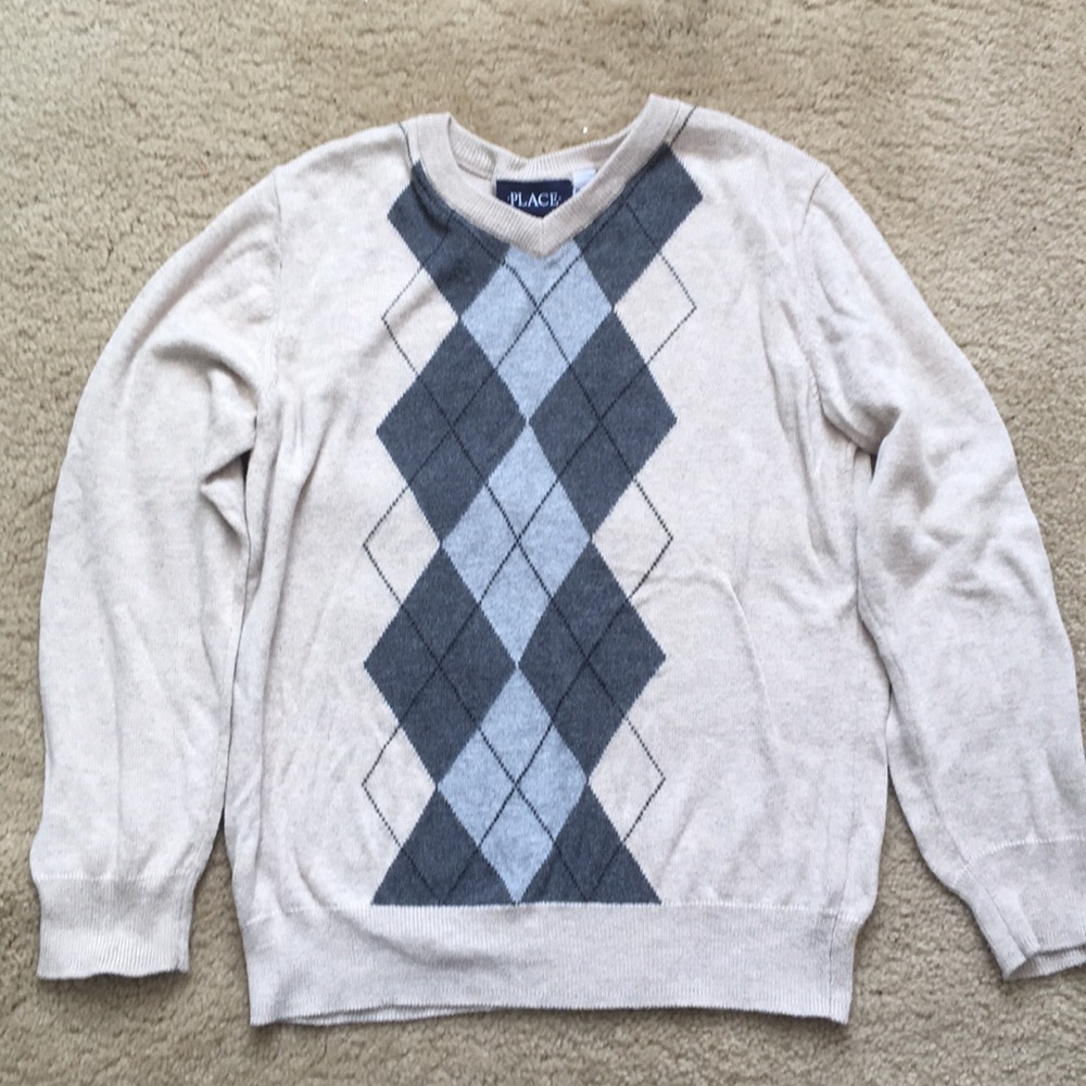 Boys V-Neck Argyle Sweater